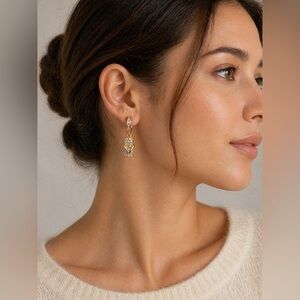 Cz gold plated slipper earrings